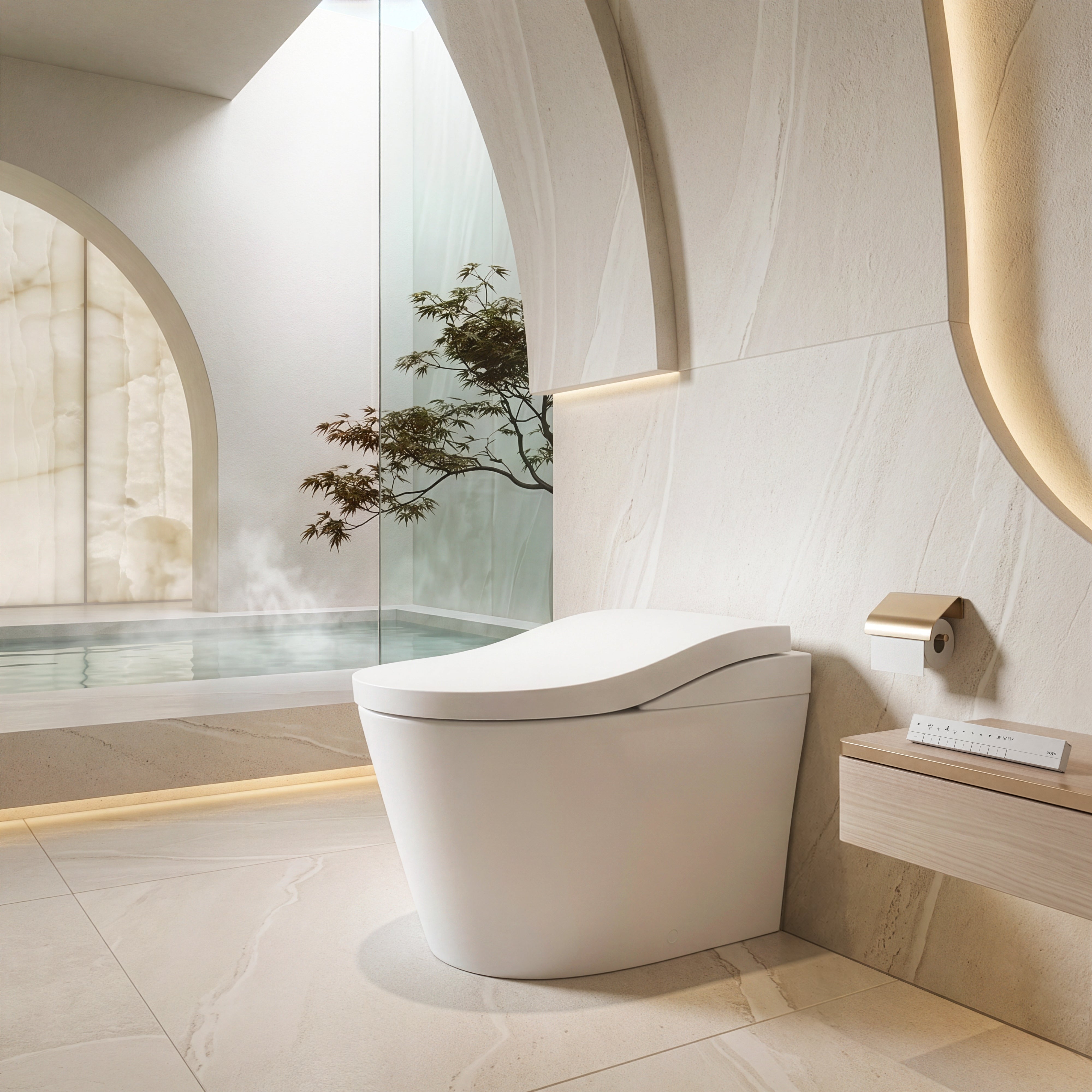 TOTO NEOREST LS INTEGRATED TOILET & REMOTE CONTROLLED WASHLET D-SHAPE MATTE WHITE