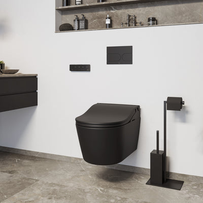 TOTO RW WALL HUNG TOILET WASHLET PACKAGE WITH AUTO LID AUTO FLUSH D SHAPE MATTE BLACK