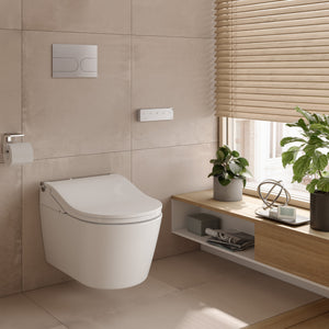TOTO RW WALL HUNG TOILET WITH WASHLET PACKAGE W/ AUTOLID AND AUTOFLUSH (D-SHAPE) GLOSS WHITE