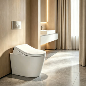 TOTO RX WASHLET W/ REMOTE CONTROL AND B&H DARA WALL FACED TOILET PACKAGE D-SHAPE GLOSS WHITE