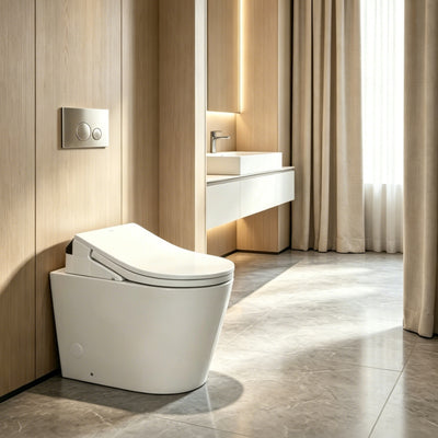 TOTO RX WASHLET W/ REMOTE CONTROL AND B&H DARA WALL FACED TOILET PACKAGE D-SHAPE GLOSS WHITE