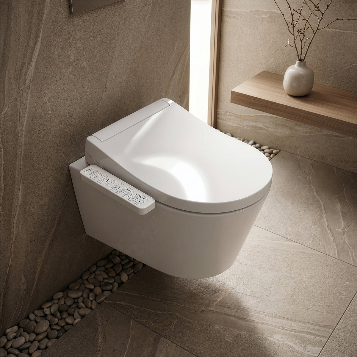 TOTO S2 WASHLET WITH SIDE CONTROL D-SHAPED GLOSS WHITE
