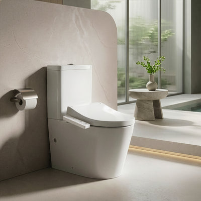TOTO S2 WASHLET W/ SIDE CONTROL AND INSPIRE RIMLESS BTW TOILET SUITE PACKAGE D-SHAPED GLOSS WHITE