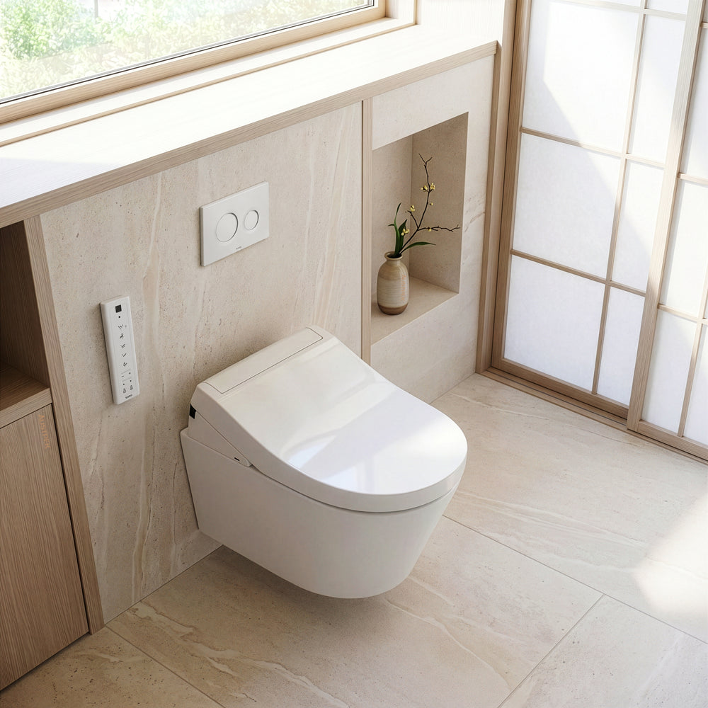 TOTO S5 WASHLET WITH REMOTE CONTROL D-SHAPED GLOSS WHITE