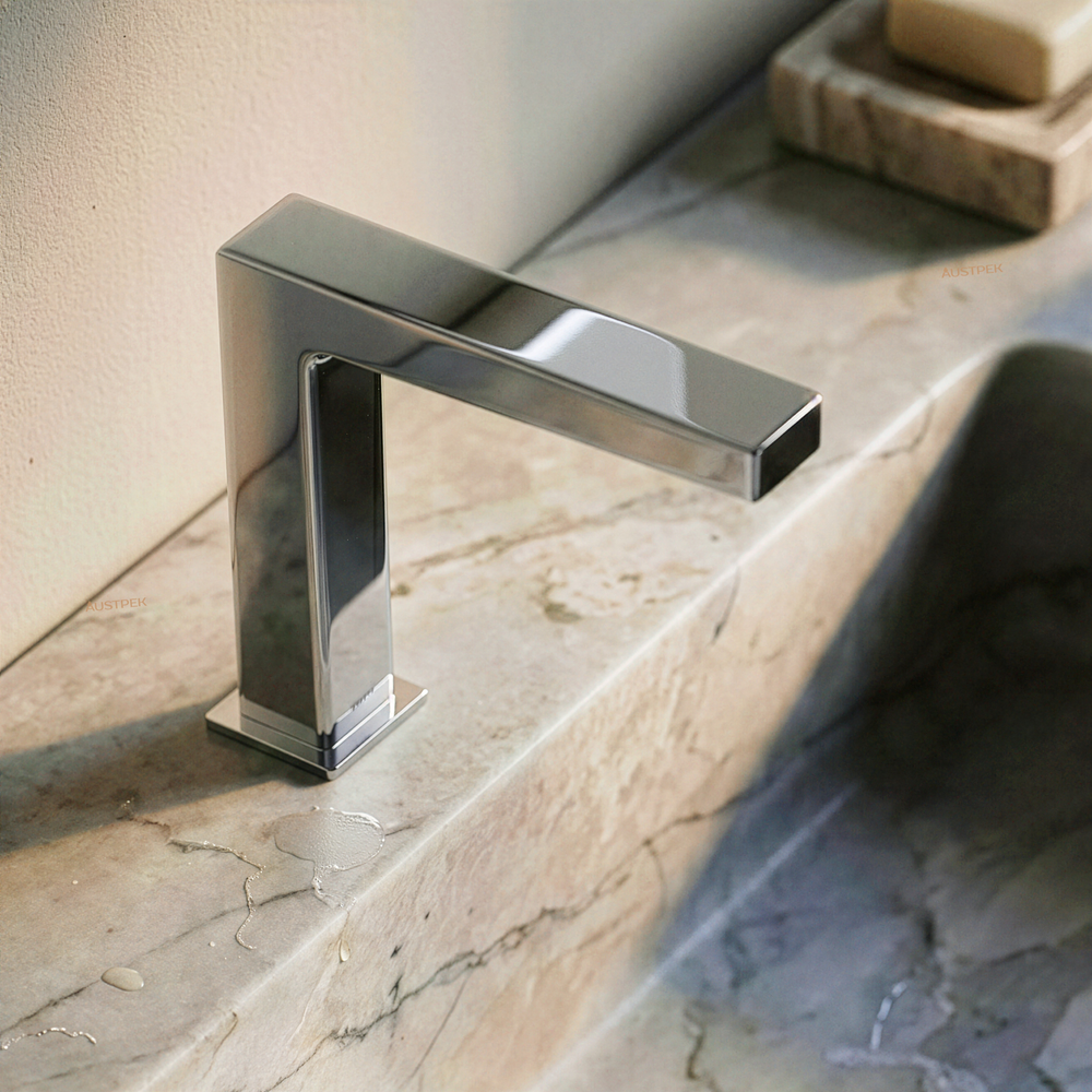 TOTO TOUCHLESS DECK MOUNTED SEMI-TALL BASIN MIXER 202MM CHROME