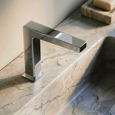 TOTO TOUCHLESS DECK MOUNTED SEMI-TALL BASIN MIXER 202MM CHROME