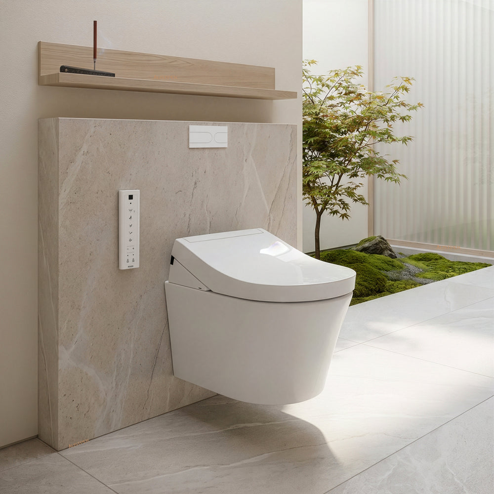 TOTO WALL HUNG RIMLESS TOILET AND S5 WASHLET W/ REMOTE CONTROL PACKAGE D-SHAPE GLOSS WHITE