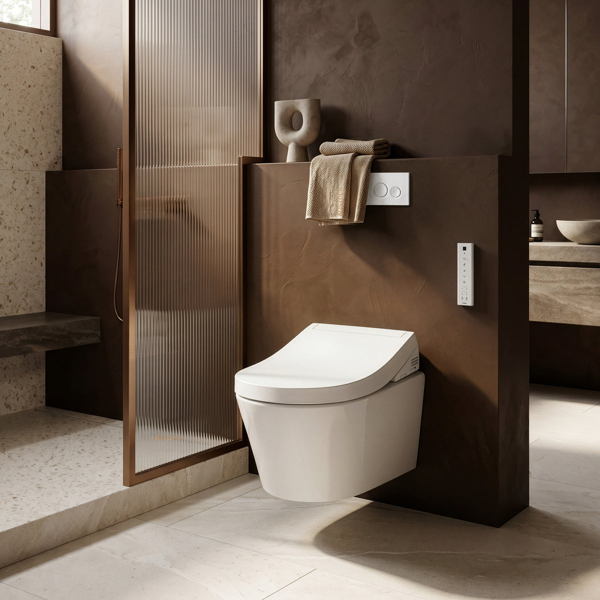TOTO WALL HUNG RIMLESS TOILET AND S5 WASHLET W/ REMOTE CONTROL PACKAGE D-SHAPE GLOSS WHITE