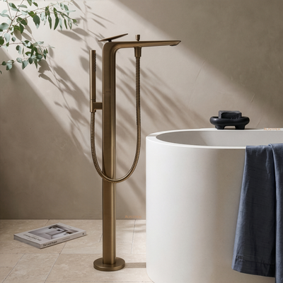 TOTO ZA FREESTANDING BATH MIXER WITH HAND SHOWER BRUSHED BRONZE