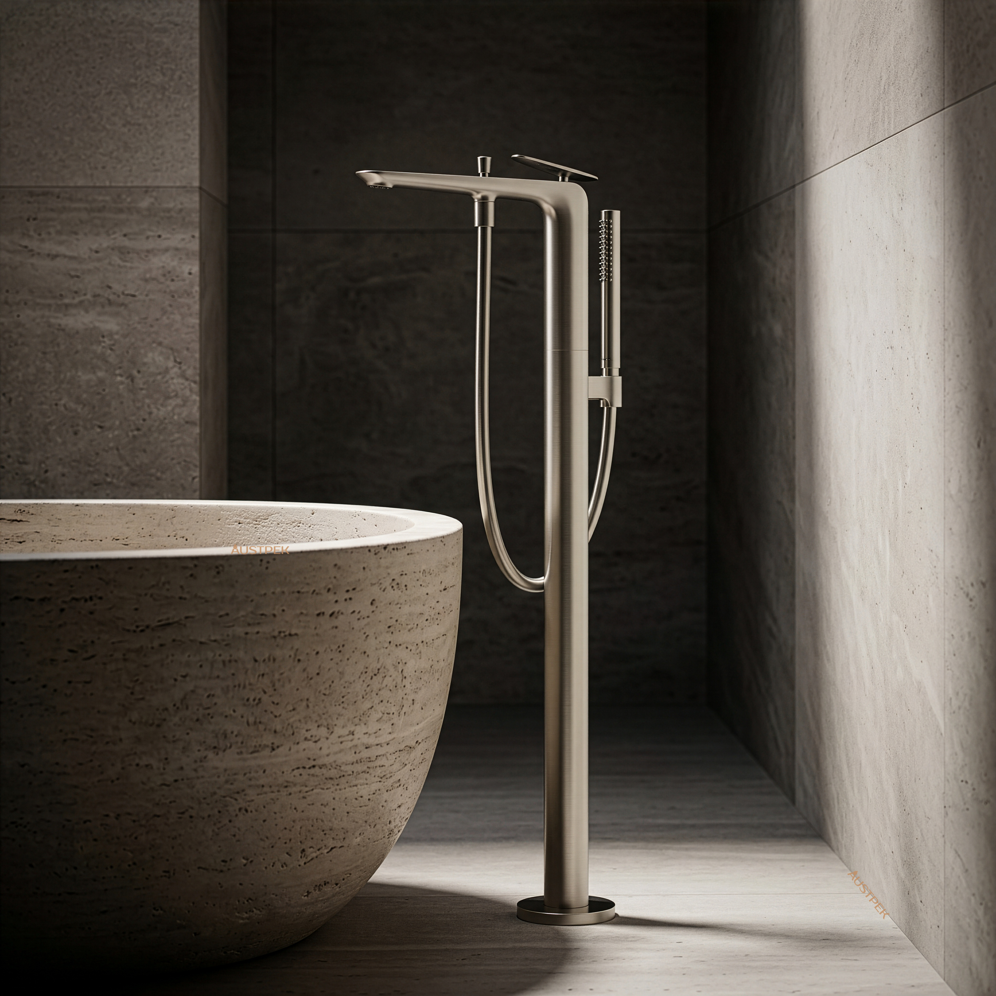 TOTO ZA FREESTANDING BATH MIXER WITH HAND SHOWER BRUSHED NICKEL