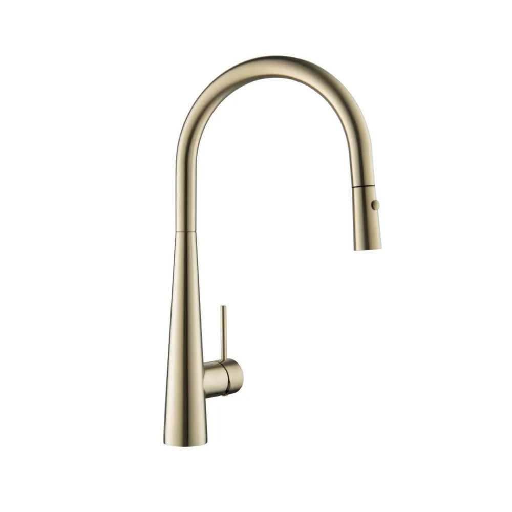 VITO ROUND POT PULL-OUT KITCHEN SINK MIXER BRUSHED GOLD