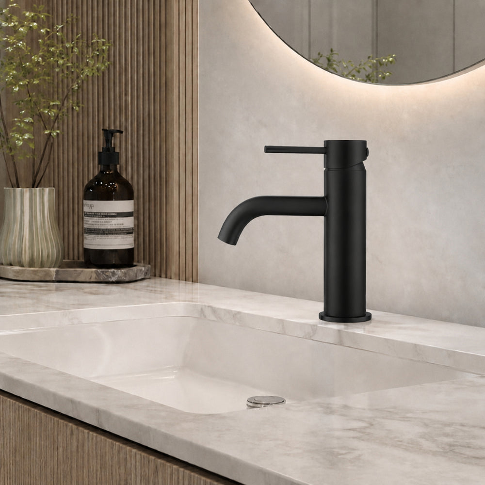 VITO BASIN MIXER WITH CURVED SPOUT MATTE BLACK