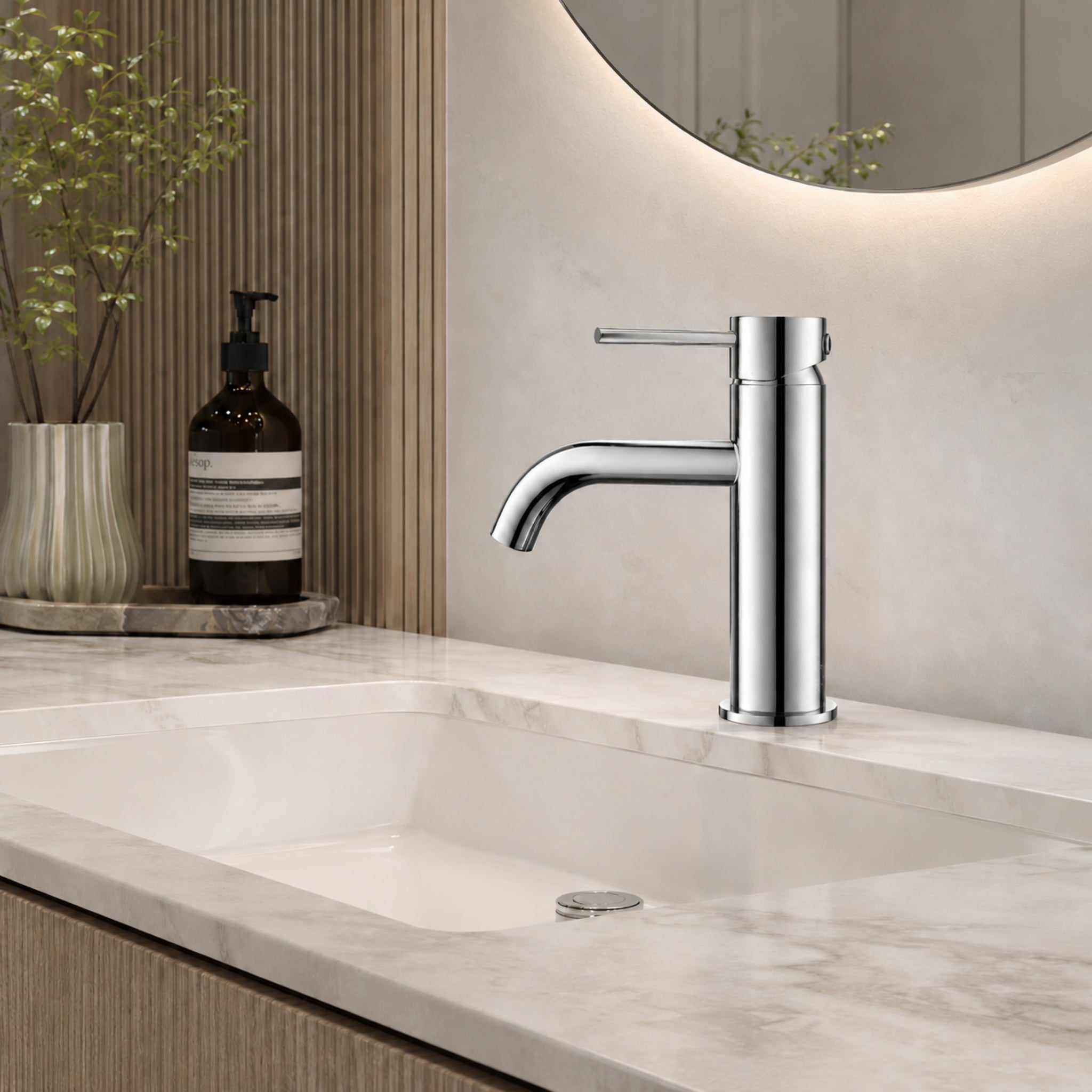 VITO BASIN MIXER WITH CURVED SPOUT CHROME