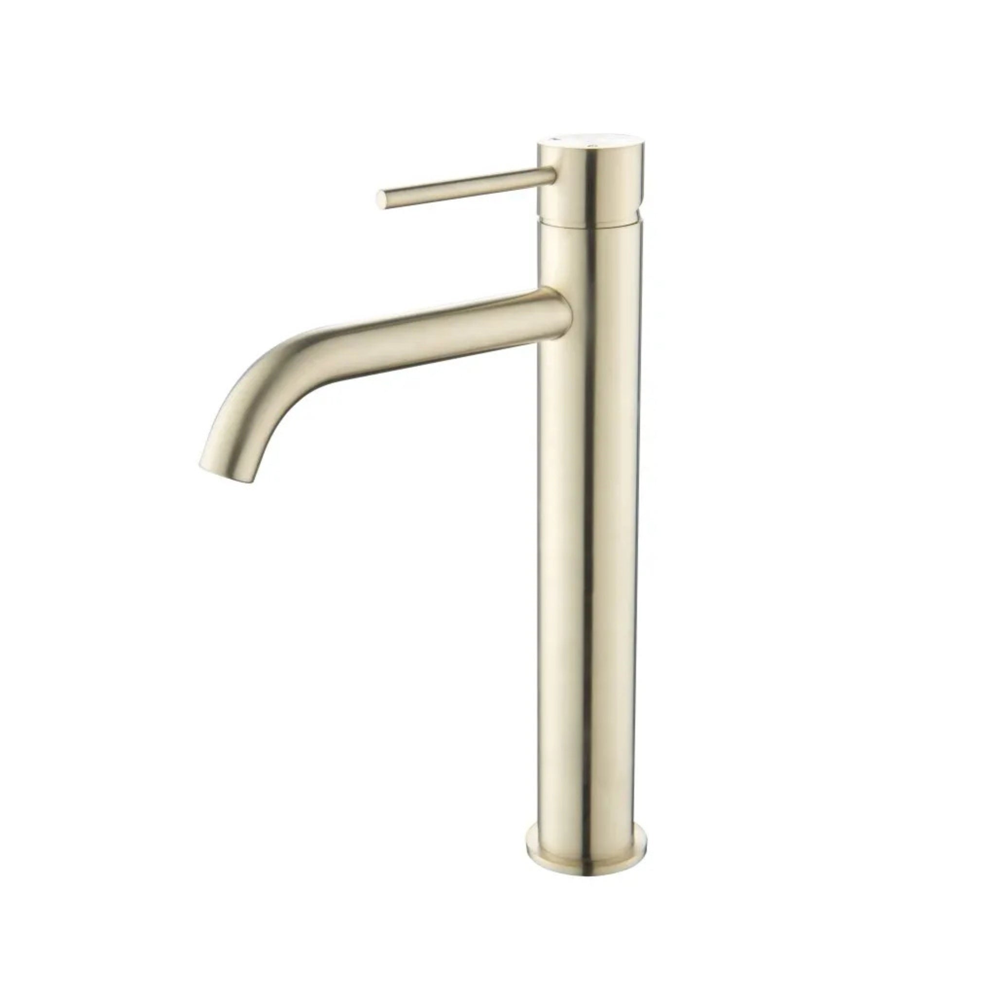 VITO TALL BASIN MIXER WITH CURVED SPOUT BRUSHED GOLD