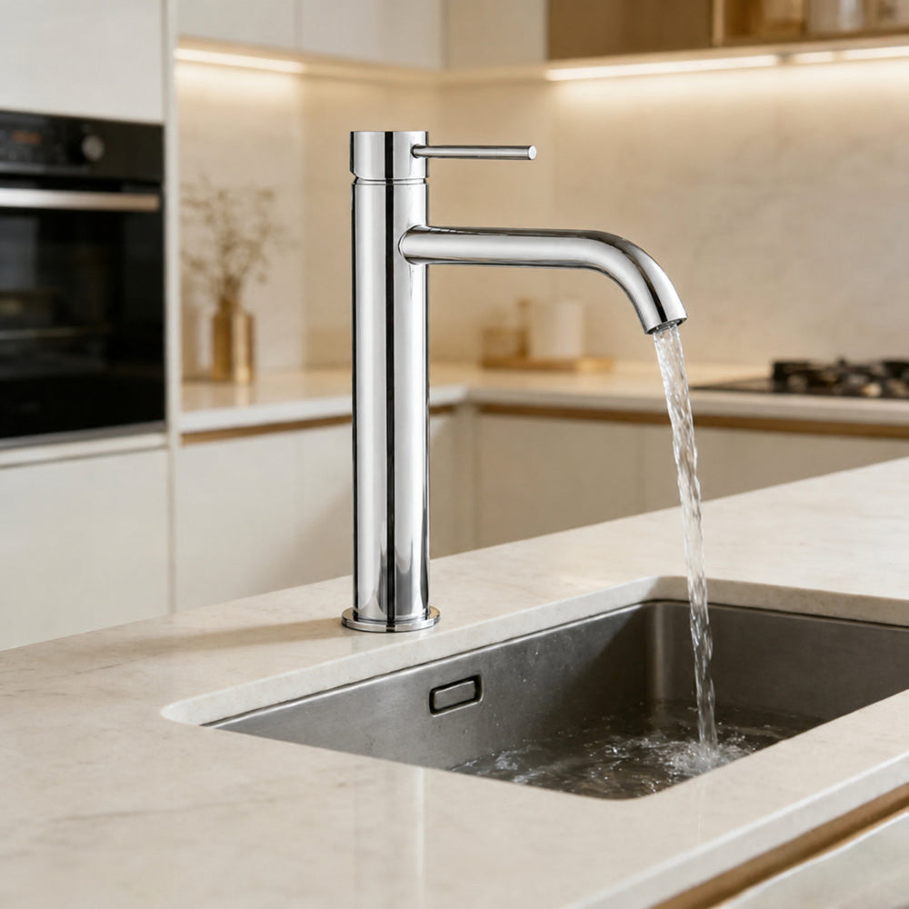 VITO TALL BASIN MIXER WITH CURVED SPOUT CHROME