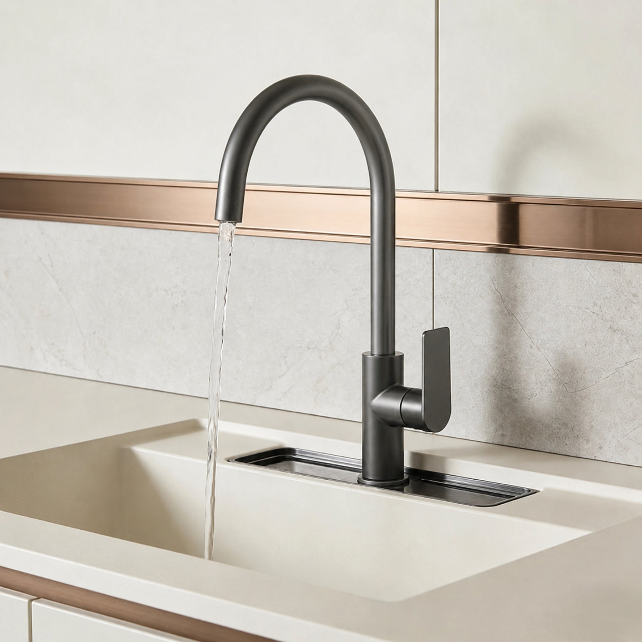 VITO KITCHEN SINK MIXER 377MM GUN METAL