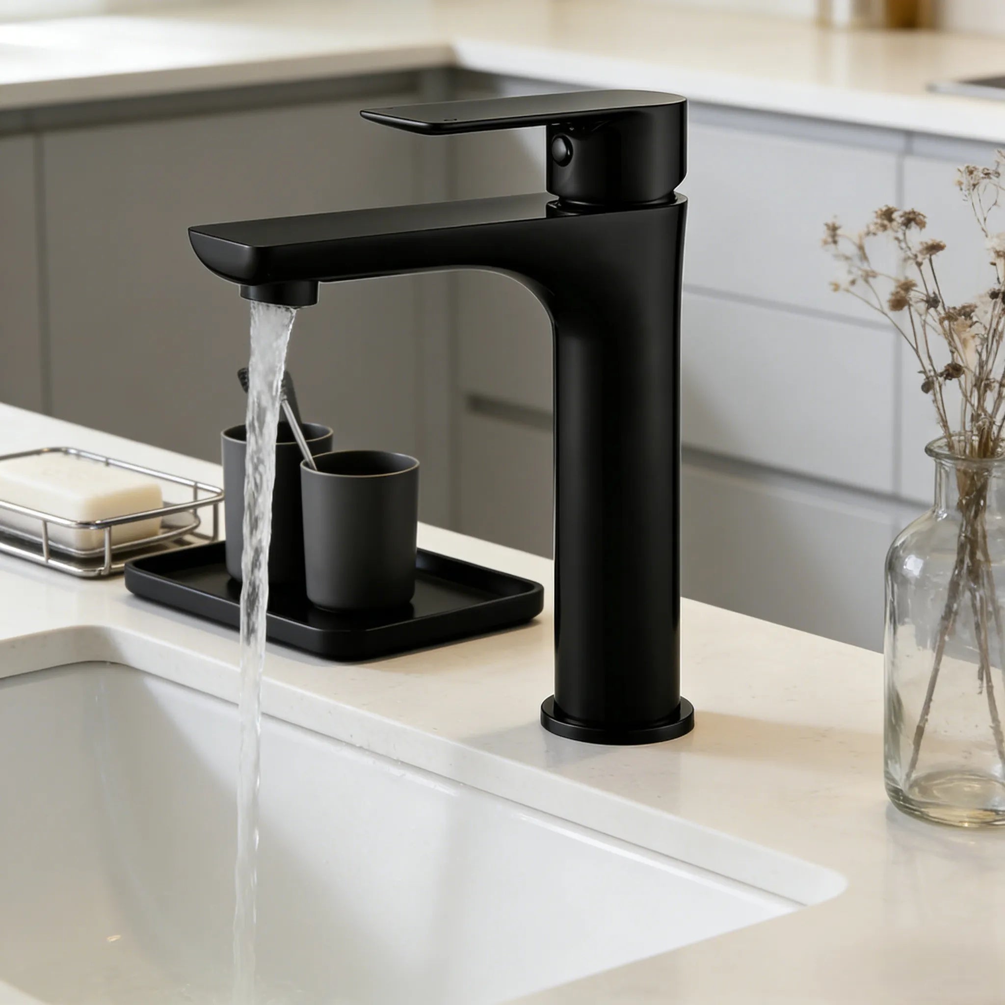 VITO BASIN MIXER WITH FLAT SPOUT MATTE BLACK