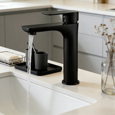 VITO BASIN MIXER WITH FLAT SPOUT MATTE BLACK