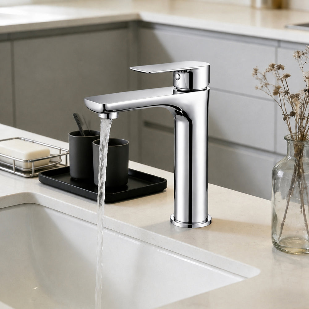 VITO BASIN MIXER WITH FLAT SPOUT CHROME