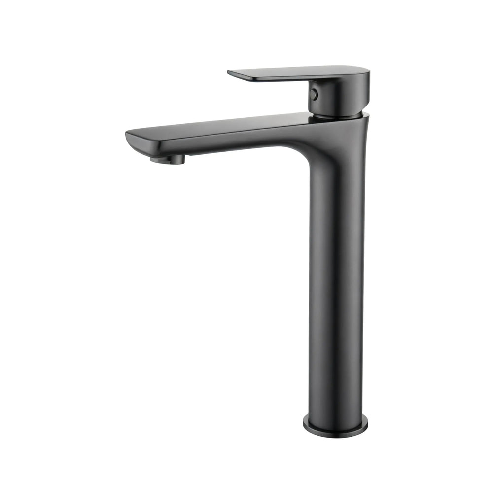 VITO TALL BASIN MIXER WITH FLAT SPOUT GUN METAL