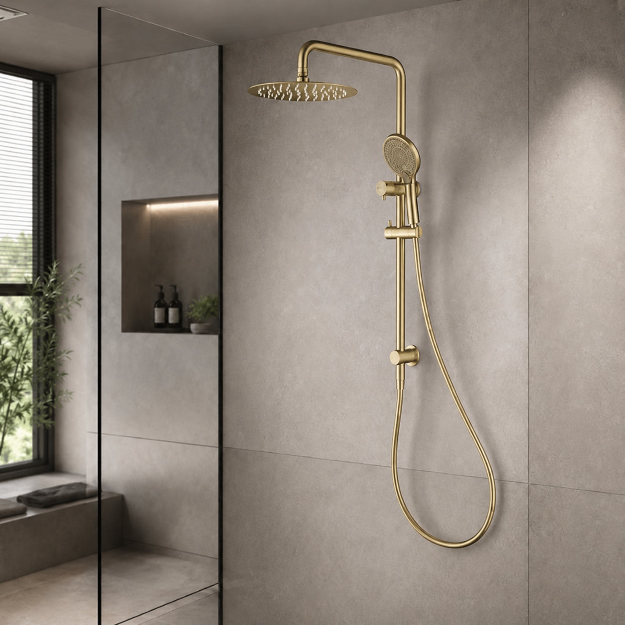 VITO TWIN SHOWER ON RAIL BRUSHED GOLD
