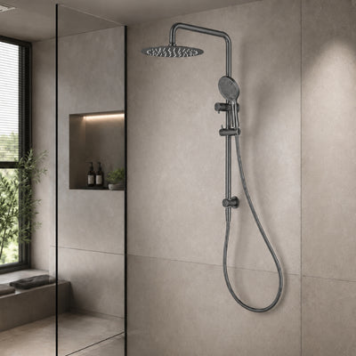 VITO TWIN SHOWER ON RAIL GUN METAL
