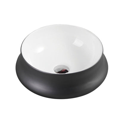 MERCIO TRIER ROUND ABOVE COUNTER BASIN WHITE WITH GUNMETAL 400MM
