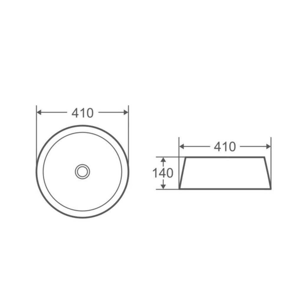 MERCIO TRIER ROUND ABOVE COUNTER BASIN WHITE WITH ART MATTE BLACK 410MM