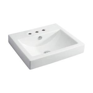 FIENZA LOW PROFILE SEMI-INSET BASIN THREE TAP HOLES GLOSS WHITE 500MM
