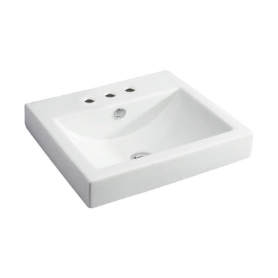 FIENZA LOW PROFILE SEMI-INSET BASIN THREE TAP HOLES GLOSS WHITE 500MM