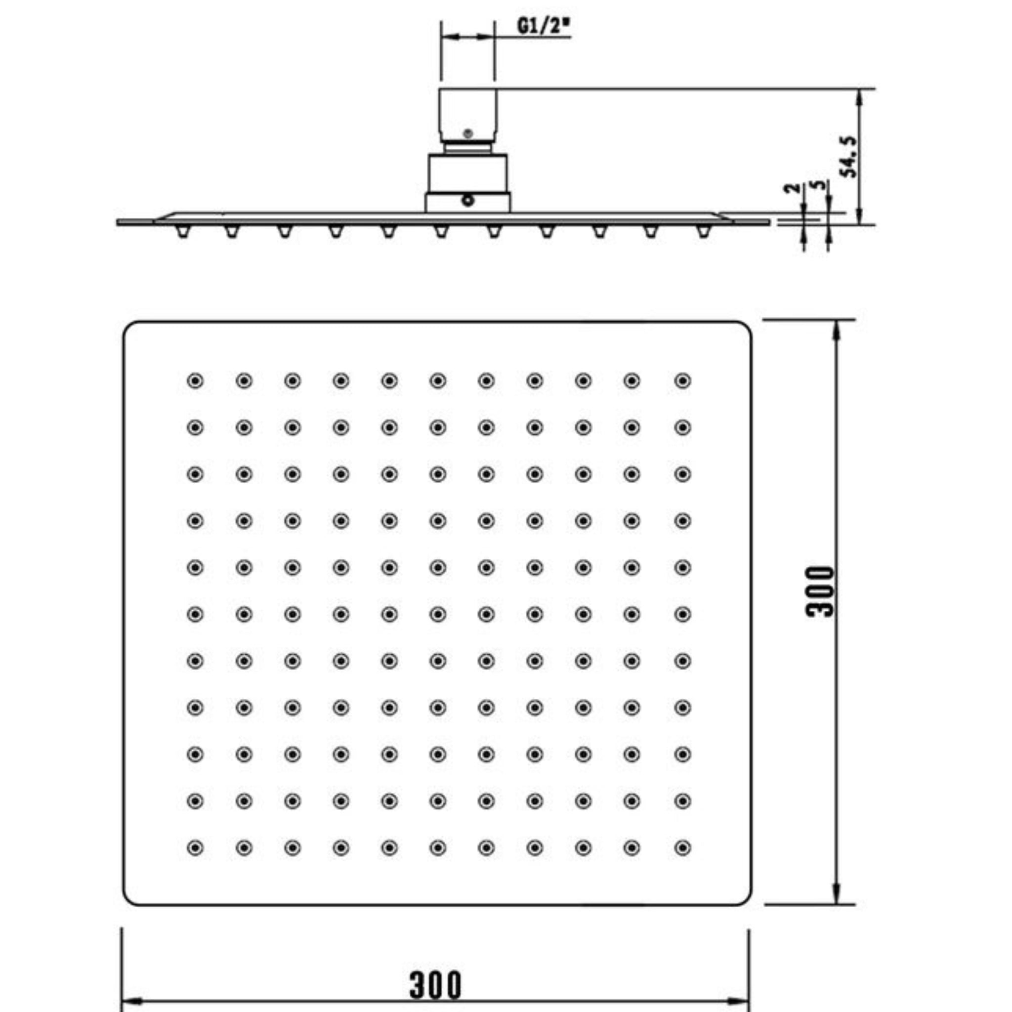 INSPIRE STAINLESS SHOWER HEAD SQUARE 300MM CHROME