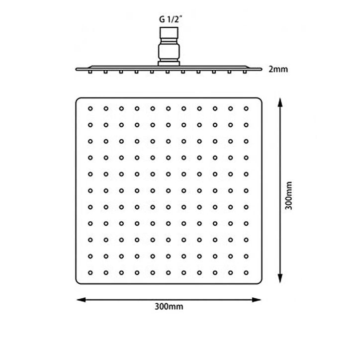 INSPIRE STAINLESS SHOWER HEAD SQ BLACK 300MM