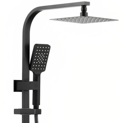 INSPIRE TARAN TWIN SHOWER ON RAIL WITH SINGLE HOSE TOP INLET 250MM MATTE BLACK