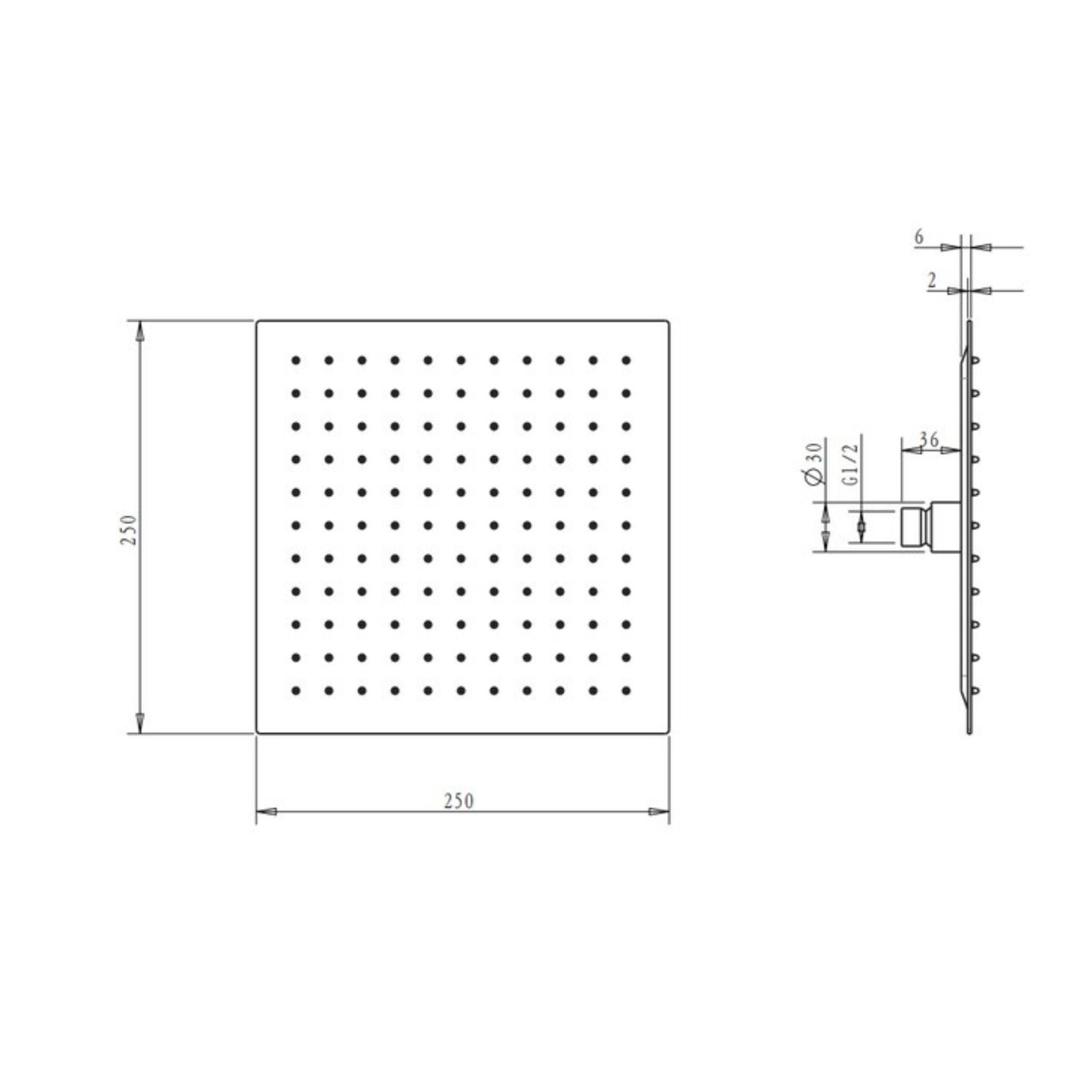 INSPIRE TARAN TWIN SHOWER ON RAIL WITH SINGLE HOSE TOP INLET 250MM MATTE BLACK