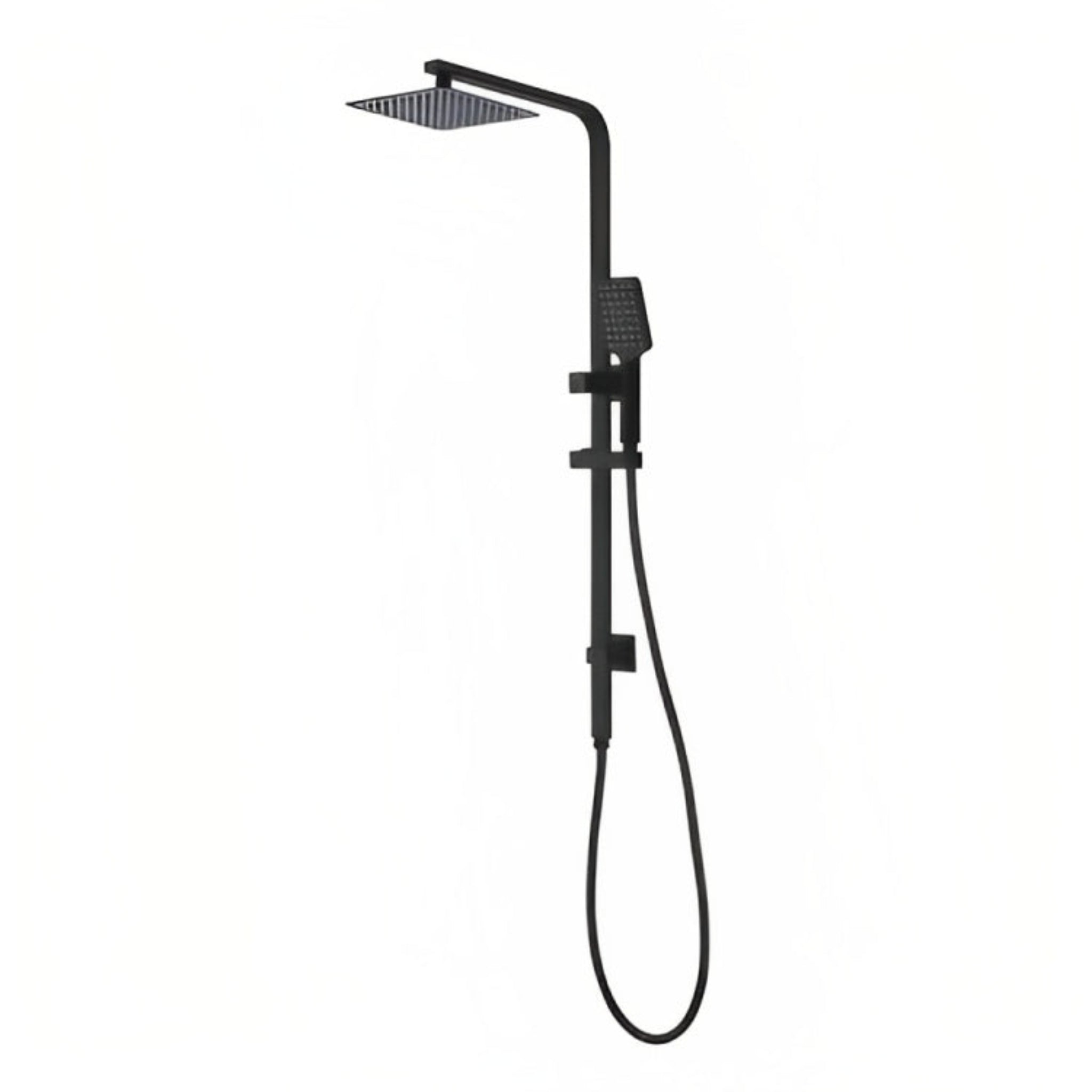 INSPIRE TARAN TWIN SHOWER ON RAIL WITH SINGLE HOSE TOP INLET 250MM MATTE BLACK