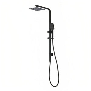 INSPIRE TARAN TWIN SHOWER ON RAIL WITH SINGLE HOSE TOP INLET 250MM MATTE BLACK