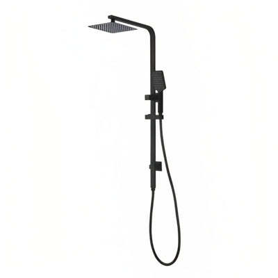INSPIRE TARAN TWIN SHOWER ON RAIL WITH SINGLE HOSE TOP INLET 250MM MATTE BLACK
