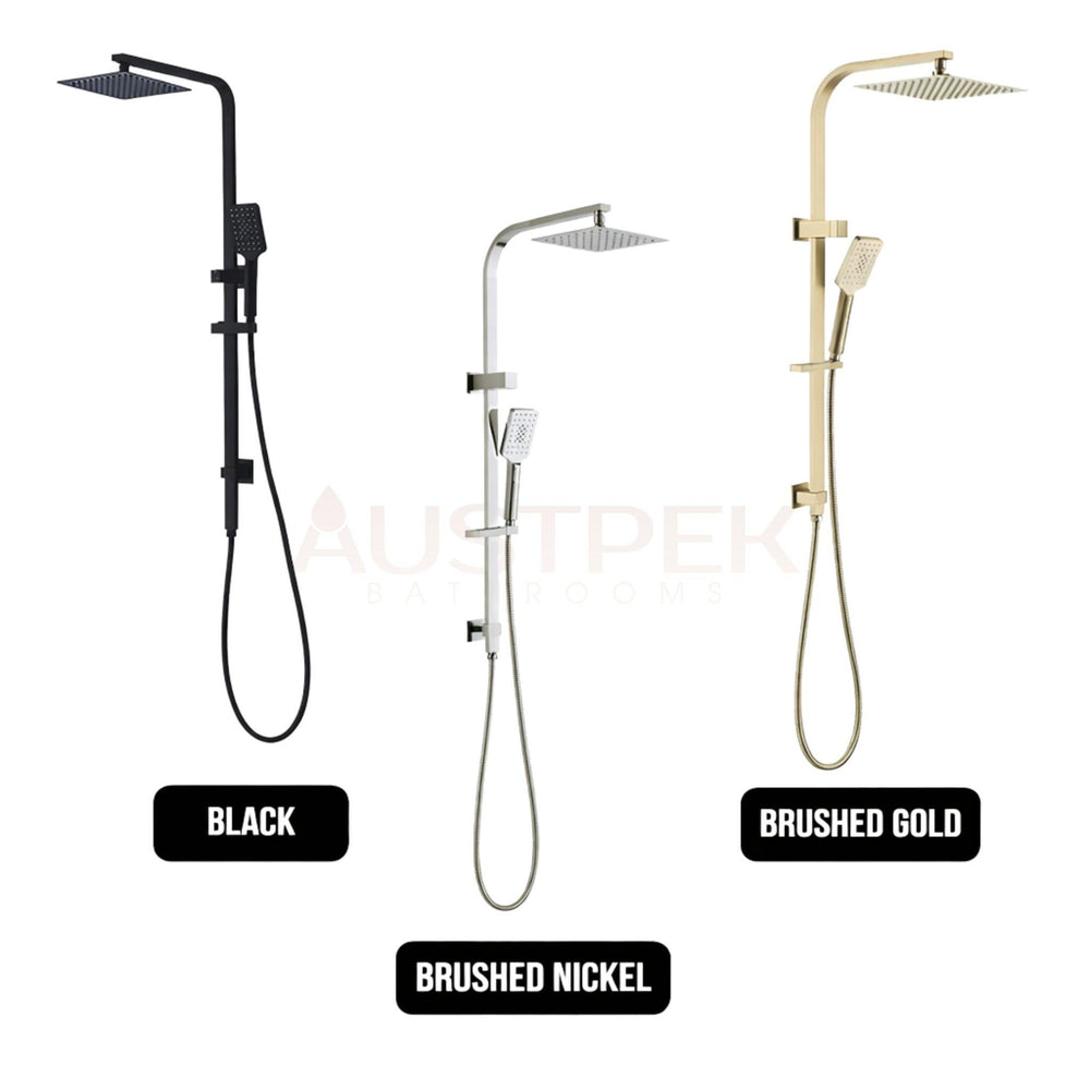 INSPIRE TARAN TWIN SHOWER ON RAIL WITH SINGLE HOSE TOP INLET 250MM MATTE BLACK
