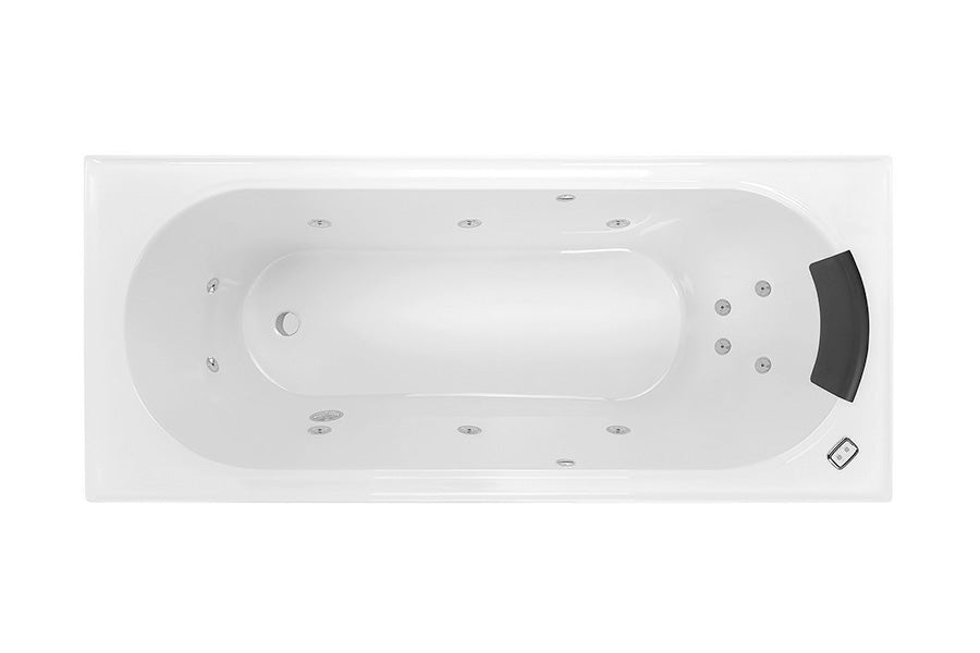 DECINA TURIN INSET CONTOUR SPA BATH GLOSS WHITE (AVAILABLE IN 1520MM, 1665MM AND 1790MM) WITH 12-JETS