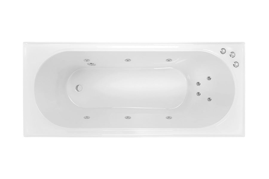 DECINA TURIN INSET SANTAI SPA BATH GLOSS WHITE (AVAILABLE IN 1520MM, 1665MM AND 1790MM) WITH 10-JETS