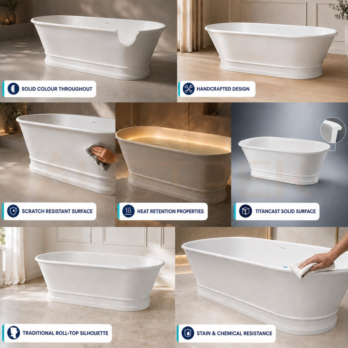 TURNER HASTINGS CAMBRIDGE TITANCAST FREESTANDING NON OVERFLOW BATHTUB SOFT PEACH (AVAILABLE IN 1560MM AND 1740MM)