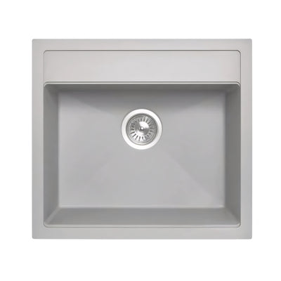 AQUAPERLA CARYSIL SINGLE BOWL GRANITE KITCHEN SINK CONCRETE GREY 560MM