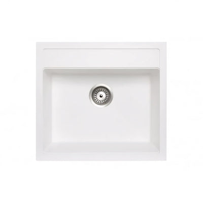 AQUAPERLA CARYSIL SINGLE BOWL GRANITE KITCHEN SINK WHITE 560MM