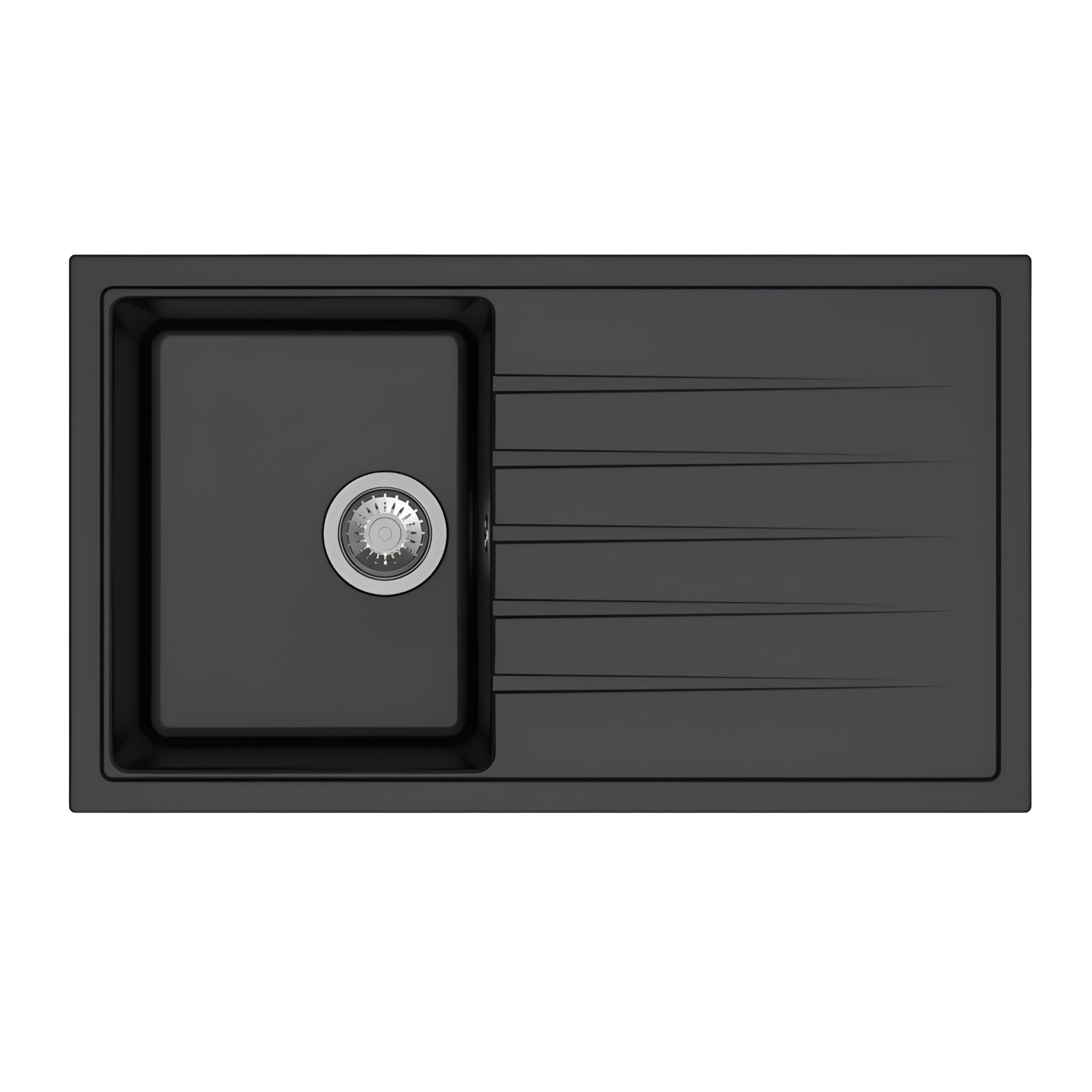 AQUAPERLA CARYSIL VIVALDI SINGLE BOWL GRANITE KITCHEN SINK WITH DRAIN BOARD BLACK 780MM