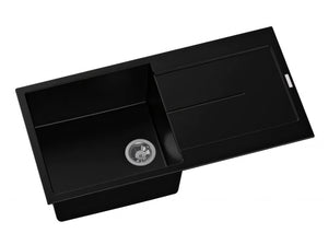 AQUAPERLA  TOP MOUNT SINGLE BOWL SINK BLACK GRANITE 1000MM