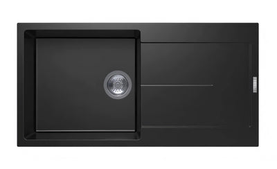 AQUAPERLA CARYSIL TOP MOUNT SINGLE BOWL SINK BLACK GRANITE 1000MM