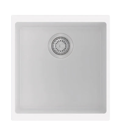 AQUAPERLA CARYSIL SINGLE BOWL UNDERMOUNT SINK WHITE 430MM