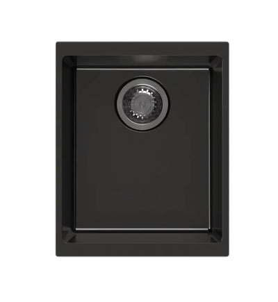 AQUAPERLA CARYSIL SINGLE BOWL UNDERMOUNT SINK BLACK 370MM
