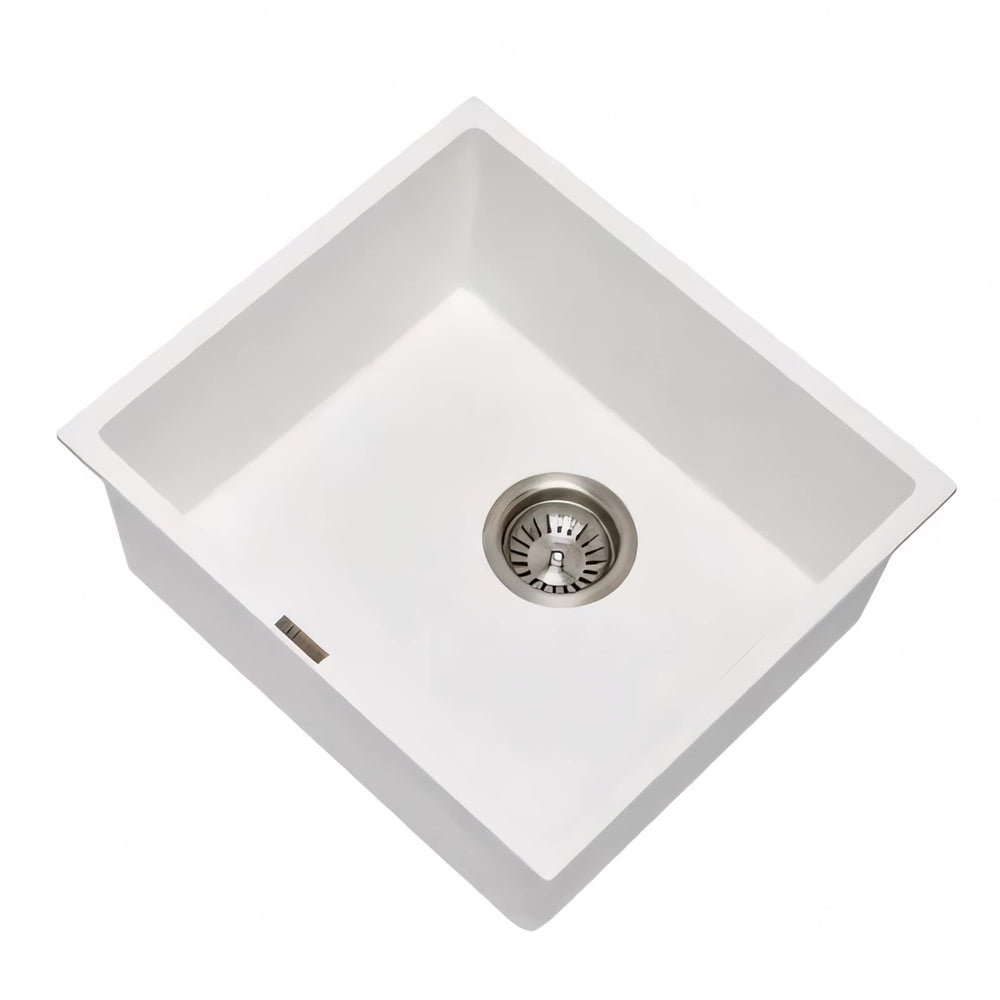 AQUAPERLA CARYSIL SINGLE BOWL GRANITE STONE KITCHEN SINK WHITE 457MM