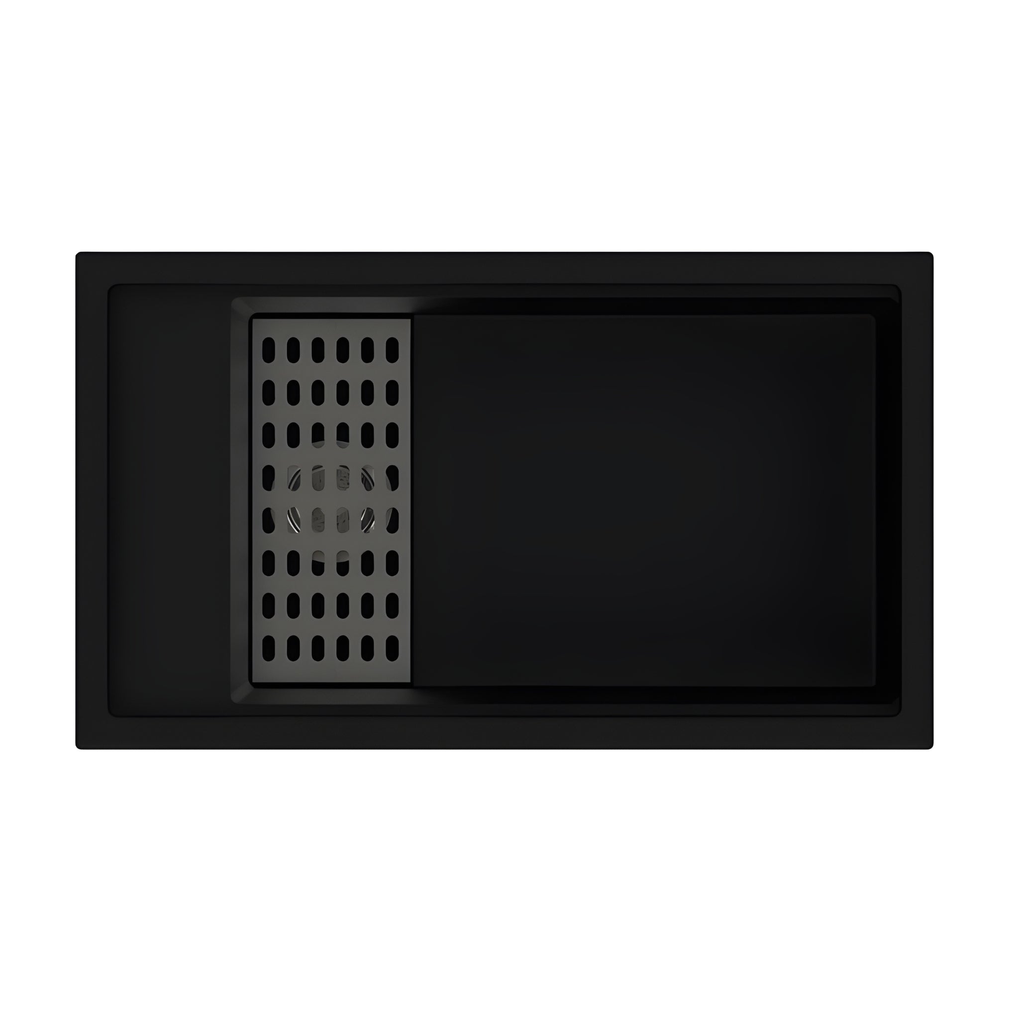 AQUAPERLA CARYSIL HARMONY SINGLE BOWL GRANITE KITCHEN SINK WITH BOTTOM GRID AND COLANDER BLACK 780MM